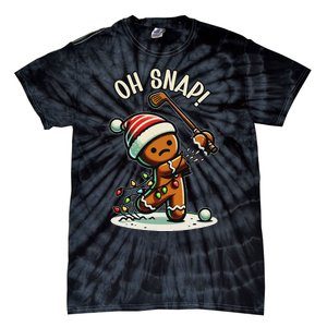 Oh Snap Gingerbreadman Golfer Golf Christmas Golfing Tie-Dye T-Shirt