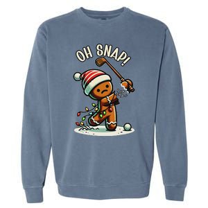 Oh Snap Gingerbreadman Golfer Golf Christmas Golfing Garment-Dyed Sweatshirt