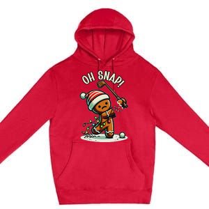 Oh Snap Gingerbreadman Golfer Golf Christmas Golfing Premium Pullover Hoodie