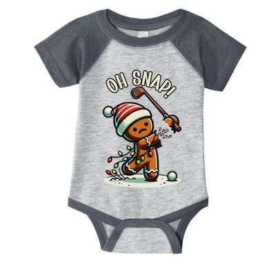 Oh Snap Gingerbreadman Golfer Golf Christmas Golfing Infant Baby Jersey Bodysuit