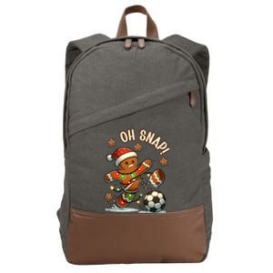 Oh Snap Gingerbreadman Christmas Soccer Cotton Canvas Backpack