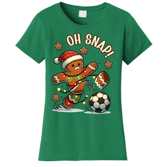 Oh Snap Gingerbreadman Christmas Soccer Women's T-Shirt