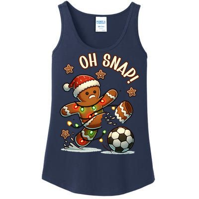 Oh Snap Gingerbreadman Christmas Soccer Ladies Essential Tank