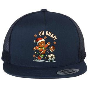 Oh Snap Gingerbreadman Christmas Soccer Flat Bill Trucker Hat