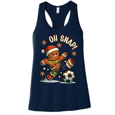 Oh Snap Gingerbreadman Christmas Soccer Women's Racerback Tank