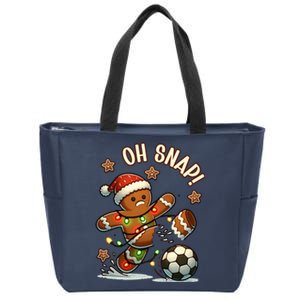 Oh Snap Gingerbreadman Christmas Soccer Zip Tote Bag