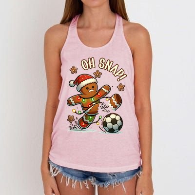 Oh Snap Gingerbreadman Christmas Soccer Women's Knotted Racerback Tank