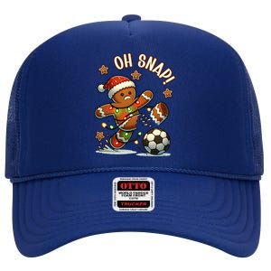 Oh Snap Gingerbreadman Christmas Soccer High Crown Mesh Back Trucker Hat