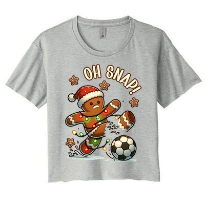 Oh Snap Gingerbreadman Christmas Soccer Women's Crop Top Tee