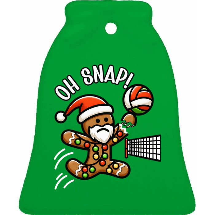 Oh Snap Gingerbreadman Christmas Volleyball Ceramic Bell Ornament