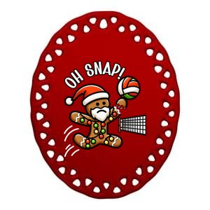 Oh Snap Gingerbreadman Christmas Volleyball Ceramic Oval Ornament