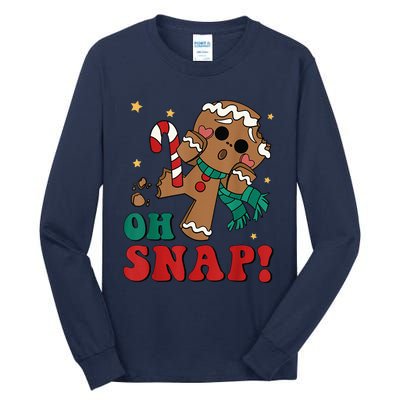 Oh Snap Gingerbread Man Retro Christmas Funny Family Xmas Tall Long Sleeve T-Shirt