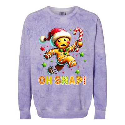 Oh Snap Gingerbread Candy Cane Xmas Christmas Pajamas Santa Colorblast Crewneck Sweatshirt