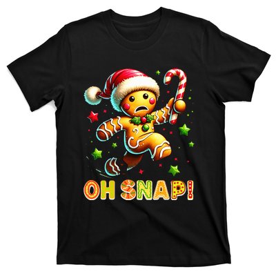 Oh Snap Gingerbread Candy Cane Xmas Christmas Pajamas Santa T-Shirt