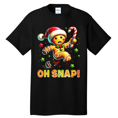 Oh Snap Gingerbread Candy Cane Xmas Christmas Pajamas Santa Tall T-Shirt