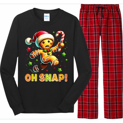 Oh Snap Gingerbread Candy Cane Xmas Christmas Pajamas Santa Long Sleeve Pajama Set