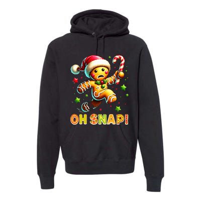 Oh Snap Gingerbread Candy Cane Xmas Christmas Pajamas Santa Premium Hoodie