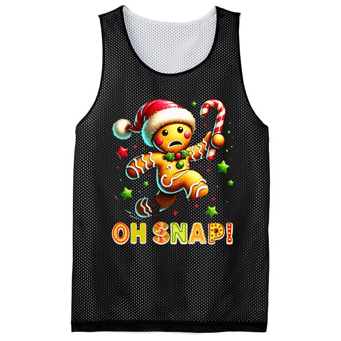 Oh Snap Gingerbread Candy Cane Xmas Christmas Pajamas Santa Mesh Reversible Basketball Jersey Tank