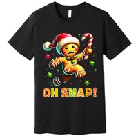 Oh Snap Gingerbread Candy Cane Xmas Christmas Pajamas Santa Premium T-Shirt