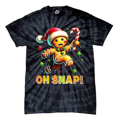 Oh Snap Gingerbread Candy Cane Xmas Christmas Pajamas Santa Tie-Dye T-Shirt