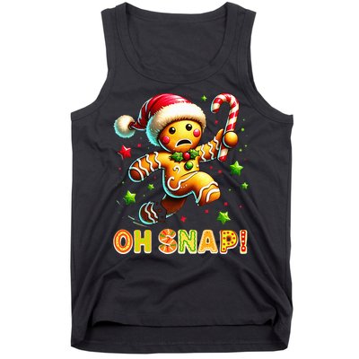 Oh Snap Gingerbread Candy Cane Xmas Christmas Pajamas Santa Tank Top