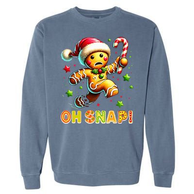 Oh Snap Gingerbread Candy Cane Xmas Christmas Pajamas Santa Garment-Dyed Sweatshirt