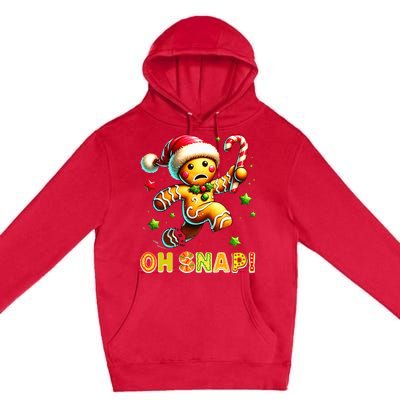 Oh Snap Gingerbread Candy Cane Xmas Christmas Pajamas Santa Premium Pullover Hoodie