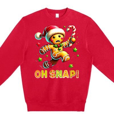 Oh Snap Gingerbread Candy Cane Xmas Christmas Pajamas Santa Premium Crewneck Sweatshirt