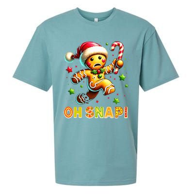 Oh Snap Gingerbread Candy Cane Xmas Christmas Pajamas Santa Sueded Cloud Jersey T-Shirt