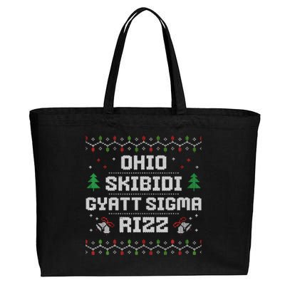 Ohio Skibid.I Gyatt Sigma Rizz Gen Alpha Xmas Christmas Party Cotton Canvas Jumbo Tote