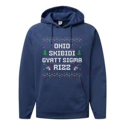 Ohio Skibid.I Gyatt Sigma Rizz Gen Alpha Xmas Christmas Party Performance Fleece Hoodie