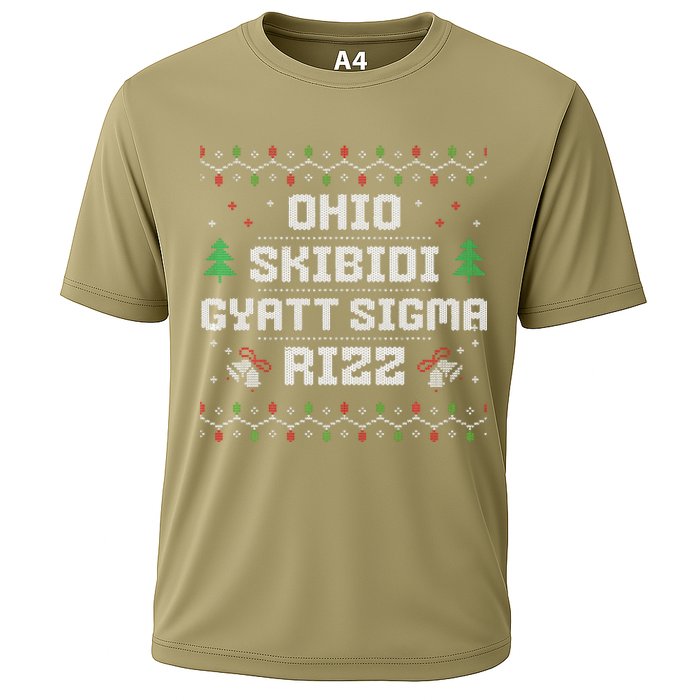 Ohio Skibid.I Gyatt Sigma Rizz Gen Alpha Xmas Christmas Party Cooling Performance Crew T-Shirt