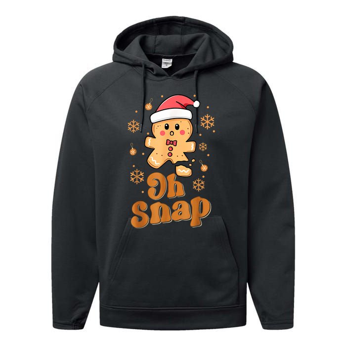 Oh Snap Gingerbread Man Cute Christmas Cookie Baking Team Performance Fleece Hoodie