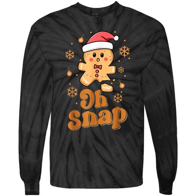 Oh Snap Gingerbread Man Cute Christmas Cookie Baking Team Tie-Dye Long Sleeve Shirt