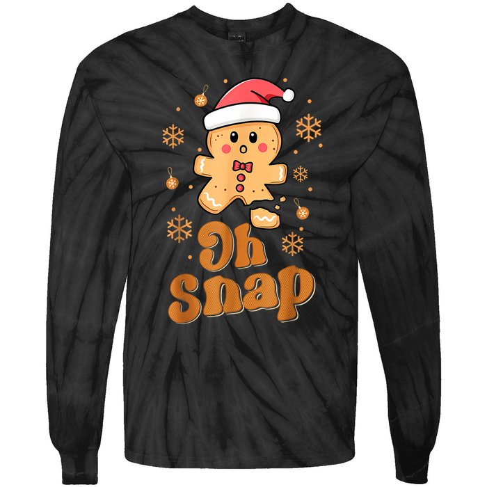 Oh Snap Gingerbread Man Cute Christmas Cookie Baking Team Tie-Dye Long Sleeve Shirt