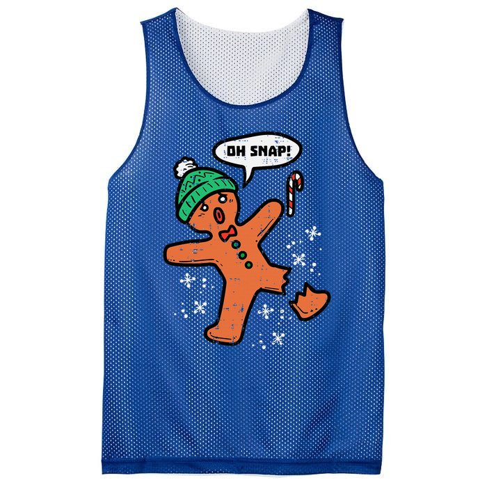 Oh Snap Gingerbread Man Funny Christmas Xmas Mesh Reversible Basketball Jersey Tank