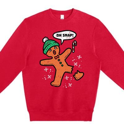 Oh Snap Gingerbread Man Funny Christmas Xmas Premium Crewneck Sweatshirt