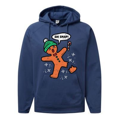 Oh Snap Gingerbread Man Funny Christmas Xmas Performance Fleece Hoodie