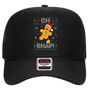 Oh Snap Gingerbread Man Christmas Funny Cookie Baking Xmas High Crown Mesh Back Trucker Hat