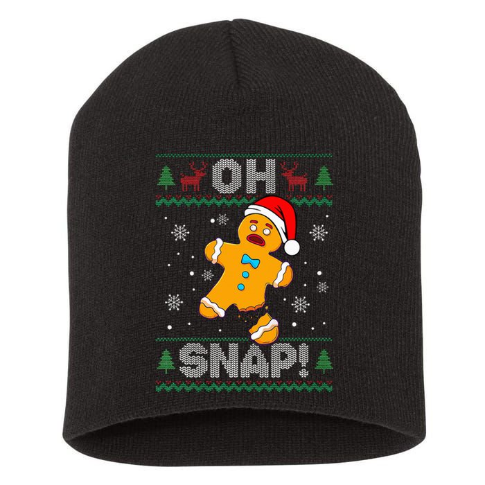 Oh Snap Gingerbread Man Christmas Funny Cookie Baking Xmas Short Acrylic Beanie