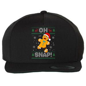 Oh Snap Gingerbread Man Christmas Funny Cookie Baking Xmas Wool Snapback Cap