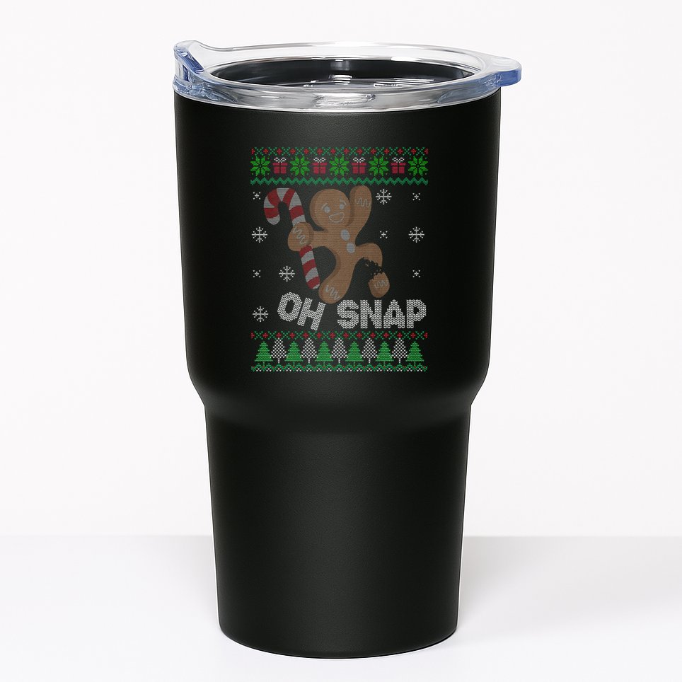 Oh Snap Gingerbread Man Cookie Xmas Ugly Christmas Sweater Tumbler