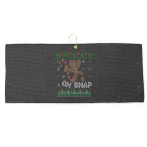 Oh Snap Gingerbread Man Cookie Xmas Ugly Christmas Sweater Large Microfiber Waffle Golf Towel