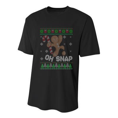 Oh Snap Gingerbread Man Cookie Xmas Ugly Christmas Sweater Youth Performance Sprint T-Shirt