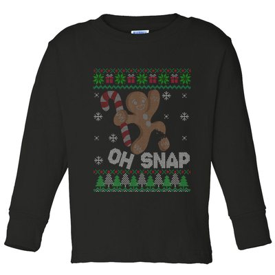 Oh Snap Gingerbread Man Cookie Xmas Ugly Christmas Sweater Toddler Long Sleeve Shirt
