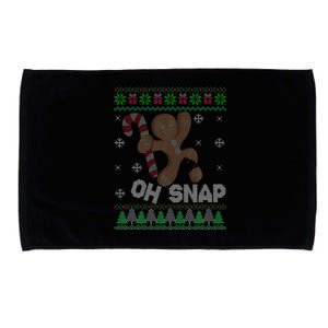 Oh Snap Gingerbread Man Cookie Xmas Ugly Christmas Sweater Microfiber Hand Towel