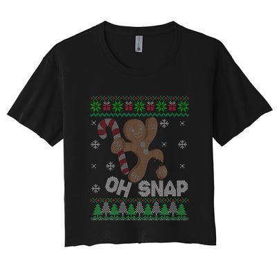 Oh Snap Gingerbread Man Cookie Xmas Ugly Christmas Sweater Crop Top