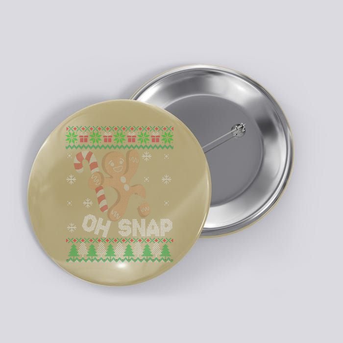 Oh Snap Gingerbread Man Cookie Xmas Ugly Christmas Sweater Button