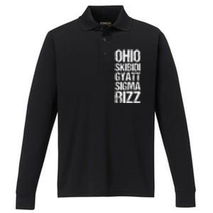 Ohio Skibid.I Gyatt Sigma Rizz Popular Slang Meme Performance Long Sleeve Polo