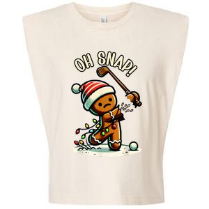 Oh Snap Gingerbreadman Golfer Golf Christmas Golfing Garment-Dyed Women's Muscle Tee